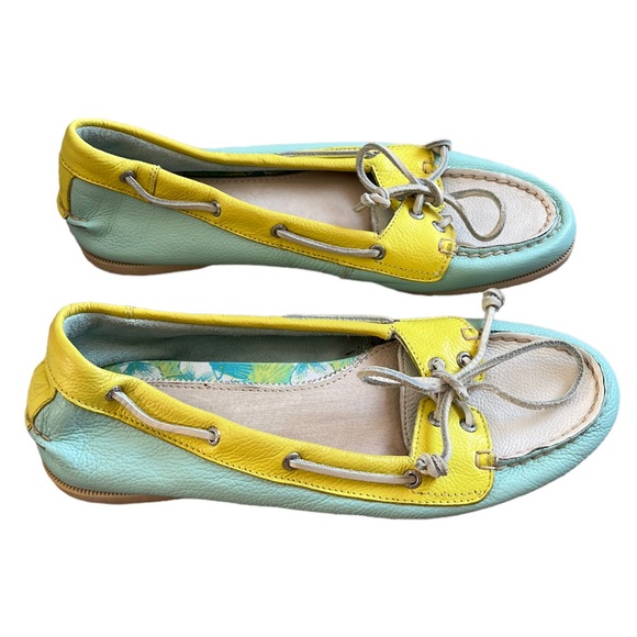 Sperry White, Blue & Yellow Boat Shoes | Women’s 7M - Picture 2 of 4